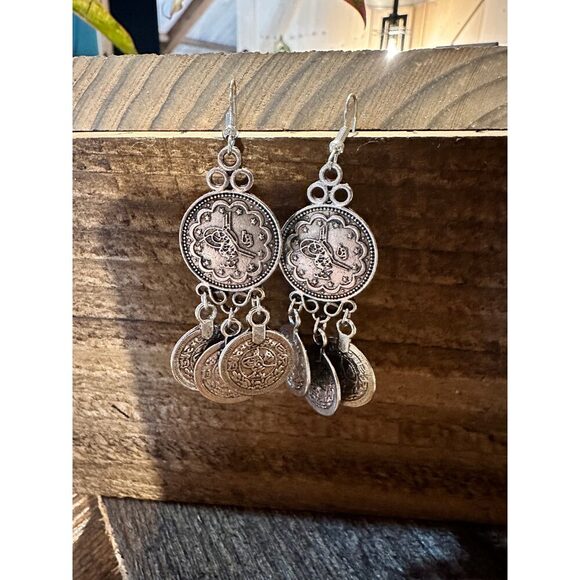 Vintage-Inspired Boho Coin Dangle Earrings in Gift-Ready Box - Picture 4 of 10